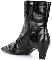 Schutz Dellia Crocodile Embossed Leather Booties