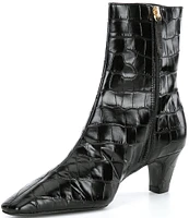 Schutz Dellia Crocodile Embossed Leather Booties