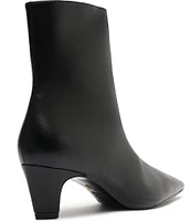 Schutz Dellia Leather Kitten Heel Booties