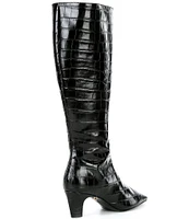 Schutz Dellia Up Crocodile Embossed Tall Leather Boots