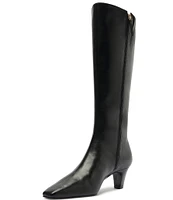 Schutz Dellia Up Leather Kitten Heel Tall Boots