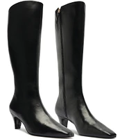 Schutz Dellia Up Leather Kitten Heel Tall Boots