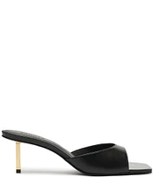 Schutz Dethalia Leather Square Toe Slide Sandals