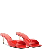 Schutz Dethalia Patent Leather Square Toe Slide Sandals