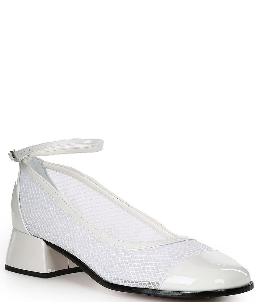 Schutz Dorothy Patent Mesh Ankle Strap Mary Jane Pumps