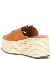 Schutz Enola Buckle Suede Platform Espadrille Wedge Sandals