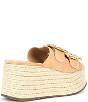 Schutz Enola Buckle Suede Platform Espadrille Wedge Sandals