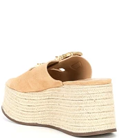 Schutz Enola Buckle Suede Platform Espadrille Wedge Sandals