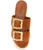 Schutz Enola Buckle Suede Platform Espadrille Wedge Sandals