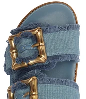 Schutz Enola Sporty Casual Bamboo Buckle Denim Slides