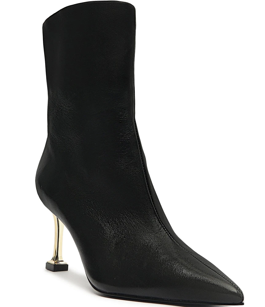 Schutz Firenze Leather Pointed Toe Dress Booties