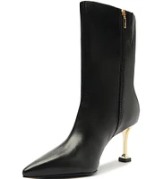 Schutz Firenze Leather Pointed Toe Dress Booties