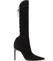 Schutz Gwen Suede Open Laced Back Tall Boots