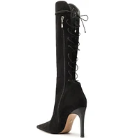 Schutz Gwen Suede Open Laced Back Tall Boots