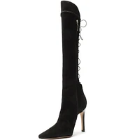 Schutz Gwen Suede Open Laced Back Tall Boots