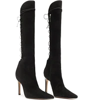 Schutz Gwen Suede Open Laced Back Tall Boots