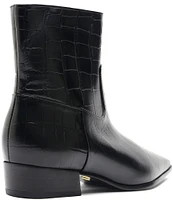 Schutz Helena Crocodile Embossed Leather Dress Booties