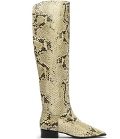 Schutz Helena Snake Print Leather Over The Knee Boots