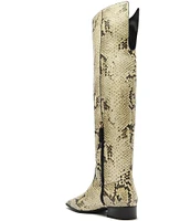 Schutz Helena Snake Print Leather Over The Knee Boots