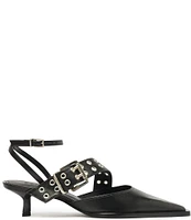 Schutz Jess Leather Buckle Ankle Strap Pumps