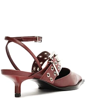 Schutz Jess Leather Buckle Ankle Strap Pumps