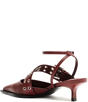 Schutz Jess Leather Buckle Ankle Strap Pumps