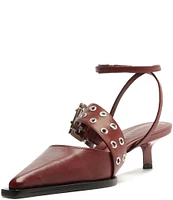 Schutz Jess Leather Buckle Ankle Strap Pumps