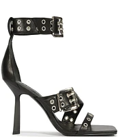 Schutz Jess Leather Buckle Ankle Strap Sandals