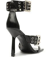 Schutz Jess Leather Buckle Ankle Strap Sandals