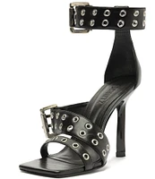 Schutz Jess Leather Buckle Ankle Strap Sandals