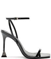 Schutz Joanna Patent Leather Embellished Heel Dress Sandals