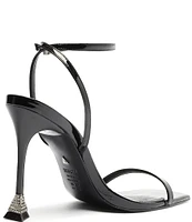 Schutz Joanna Patent Leather Embellished Heel Dress Sandals