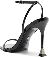 Schutz Joanna Patent Leather Embellished Heel Dress Sandals