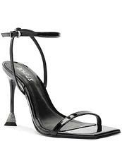 Schutz Joanna Patent Leather Embellished Heel Dress Sandals