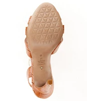 Schutz Keefa Crocodile Embossed Leather Slingback Sandals