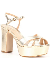 Schutz Keefa Leather Platform Ankle Strap Sandals