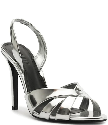 Schutz Keefa Metallic Leather Slingback Sandals