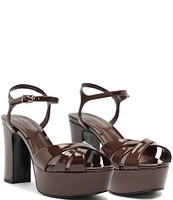 Schutz Keefa Patent Leather Platform Ankle Strap Sandals