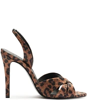 Schutz Keefa Satin Cheetah Print Slingback Sandals