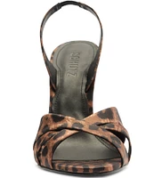 Schutz Keefa Satin Cheetah Print Slingback Sandals