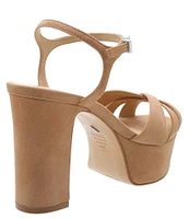 Schutz Keefa Suede Platform Ankle Strap Block Heel Sandals