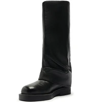 Schutz Keira Up Leather Fold Over Tall Boots