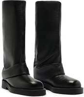 Schutz Keira Up Leather Fold Over Tall Boots