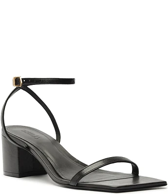 Schutz Kendall Leather Block Heel Ankle Strap Dress Sandals