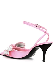 Schutz Kirsten Satin Rhinestone Bow Ankle Strap Pumps