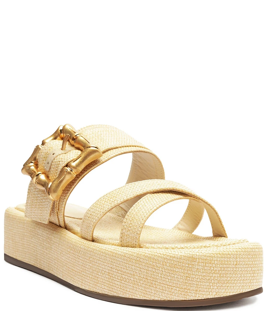 Schutz Lola Platform Bamboo Buckle Slides