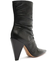 Schutz Lynn Leather Ruched Dress Booties