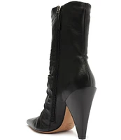 Schutz Lynn Leather Ruched Dress Booties