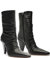 Schutz Lynn Leather Ruched Dress Booties