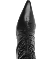 Schutz Lynn Leather Ruched Dress Booties